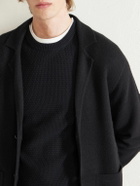 Inis Meáin - Caoladóir Basketweave Textured Cotton and Cashmere-Blend Sweater - Black