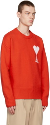 AMI Paris Red Ami de Coeur Wool Crewneck Sweater