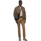 Burberry Black and Beige Checkered Brookland Bomber Jacket