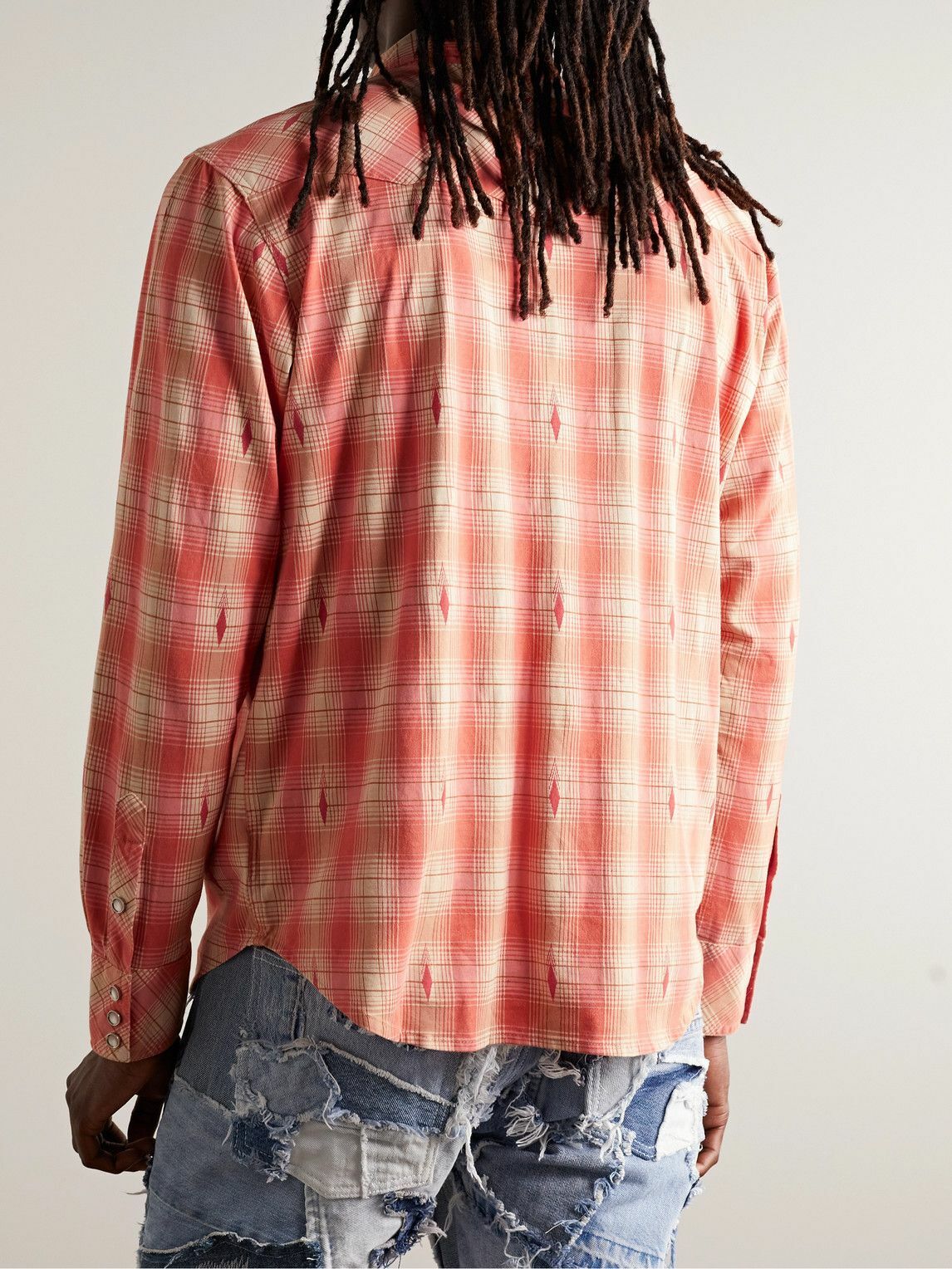 RRL - Slim-Fit Checked Cotton-Jacquard Western Shirt