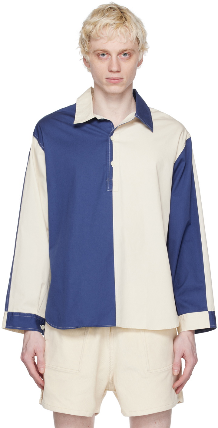 Haulier Blue & Off-White Athletic Polo