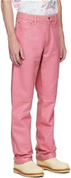GUESS USA Pink Cracked Leather Pants