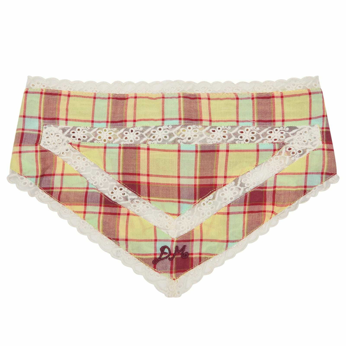 Damson Madder Women's Triangle Headscarf With Lace Detail in Multi 