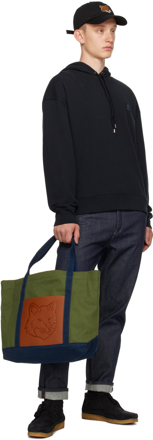 Maison Kitsune Fox Head Tote Front Logo Patch Gray