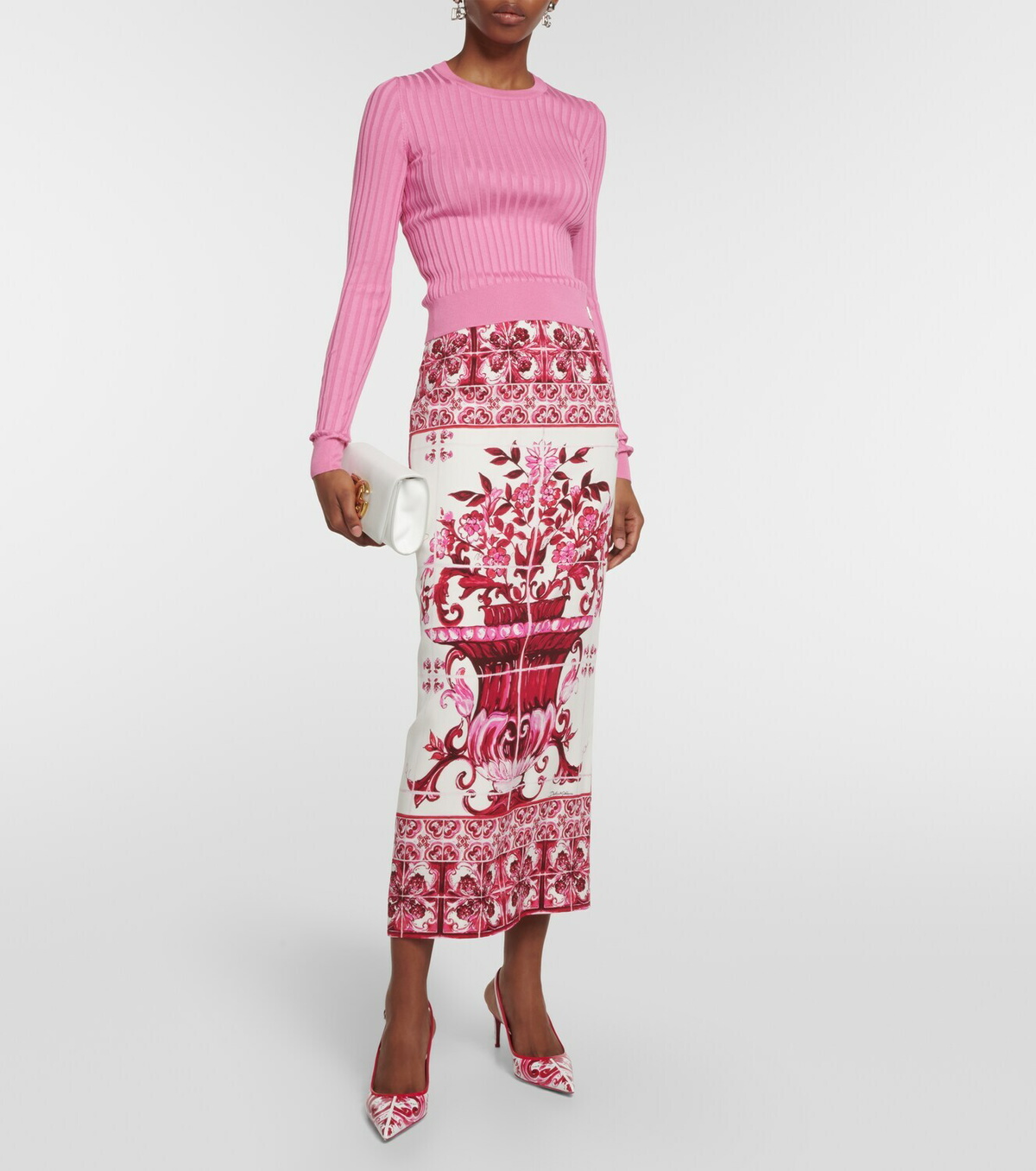 Dolce&Gabbana DG ribbed-knit silk cropped sweater