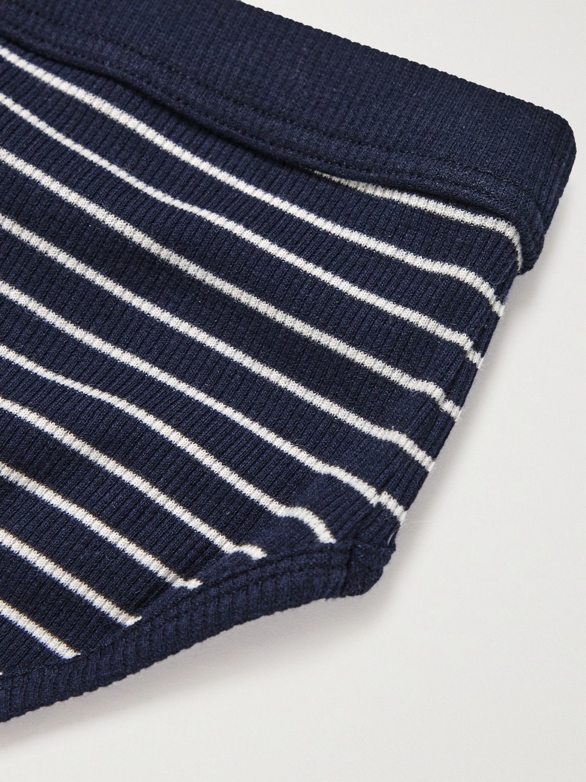 Hemen Biarritz - Etor Striped Ribbed Stretch-Organic Cotton Briefs - Blue