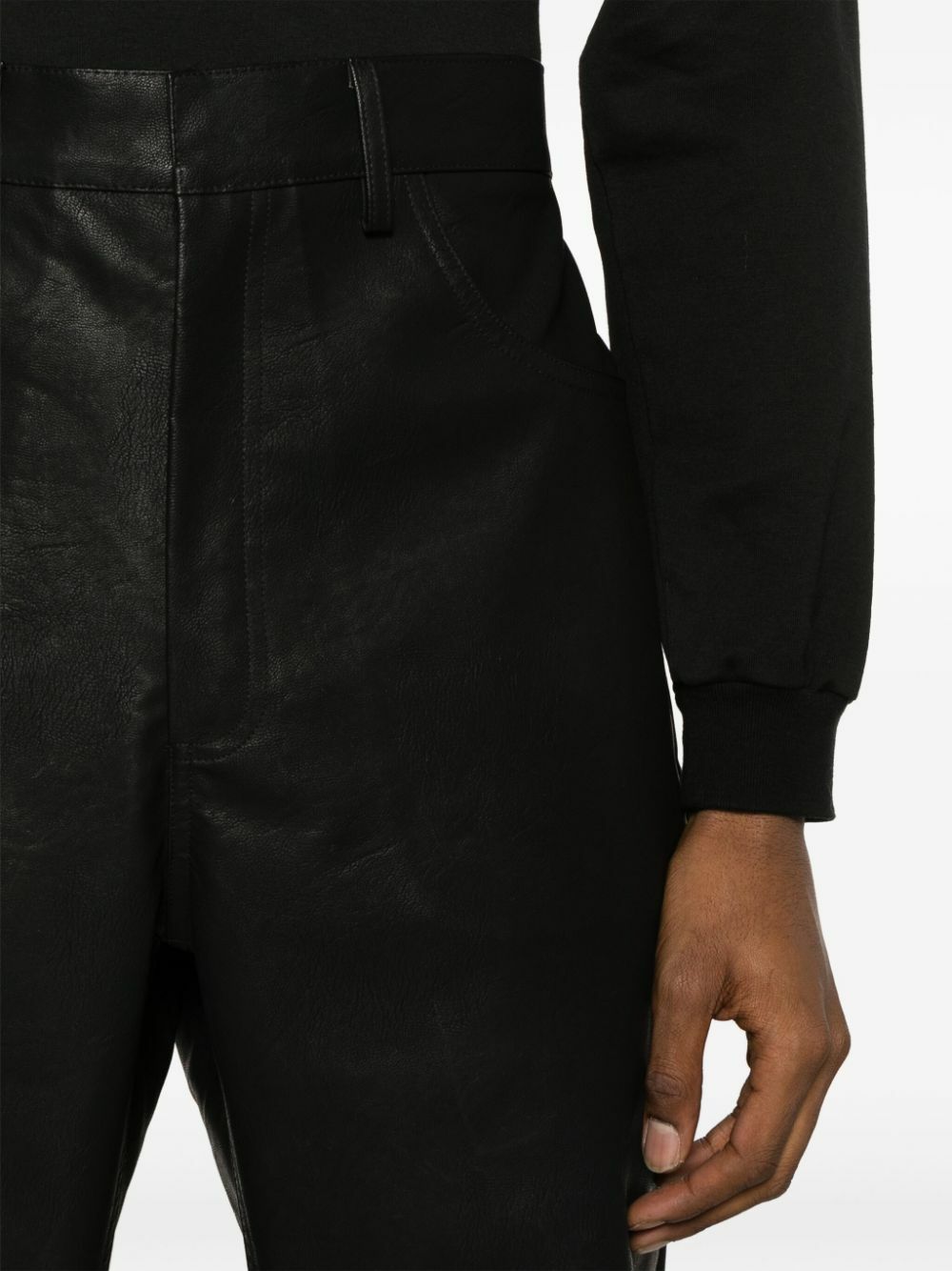 ENTIRE STUDIOS Black Wet Faux-Leather Straight Trousers Entire Studios