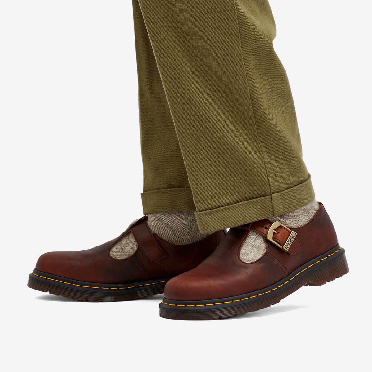 Dr. Martens Women's T-Bar Shoe Whiskey Regency Calf in Brown Dr