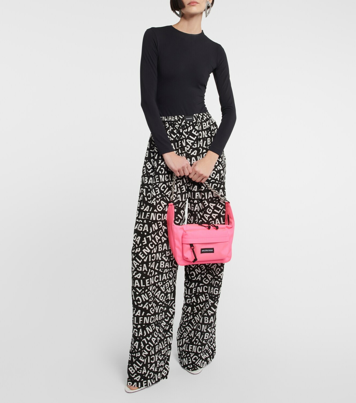 【BALENCIAGA】RAVER MEDIUM SHOULDER BAG Balenciaga Downtown Medium Crocodile Embossed Shoulder Bag
