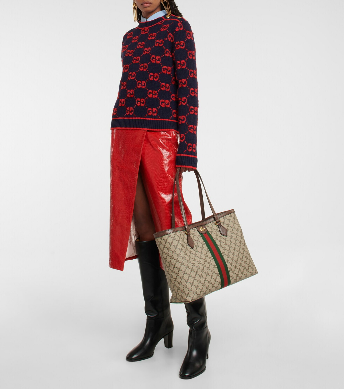【GUCCI】Ophidia GG Medium tote Bag/追跡+関税+全国送料込み SA ®غوتشي |‎Ophidia GG Medium Tote In Beige & Ebony