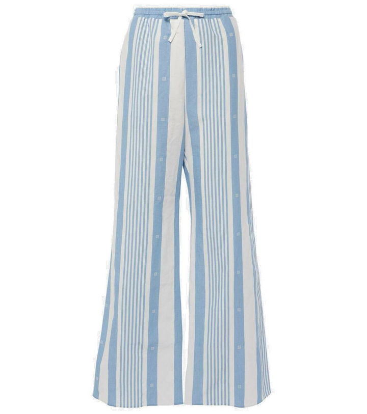 Photo: Givenchy 4G striped cotton and linen wide-leg pants