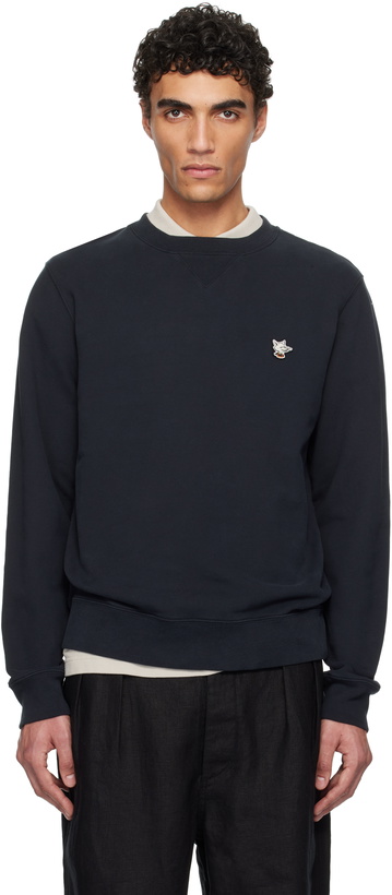 Photo: Maison Kitsuné Black Barista Fox Patch Regular Sweatshirt