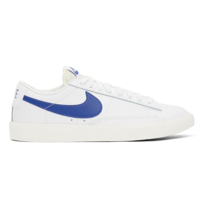 Photo: Nike White and Blue Leather Blazer Low Sneakers