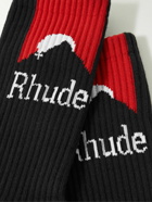 Rhude - Moonlight Sport Logo-Jacquard Ribbed Cotton-Blend Socks