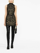 BALMAIN - Sleeveless Zebra Print Knit Short Dress