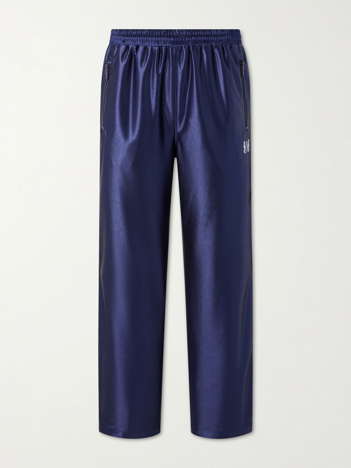 Needles - Straight-Leg Logo-Embroidered Satin Sweatpants - Blue