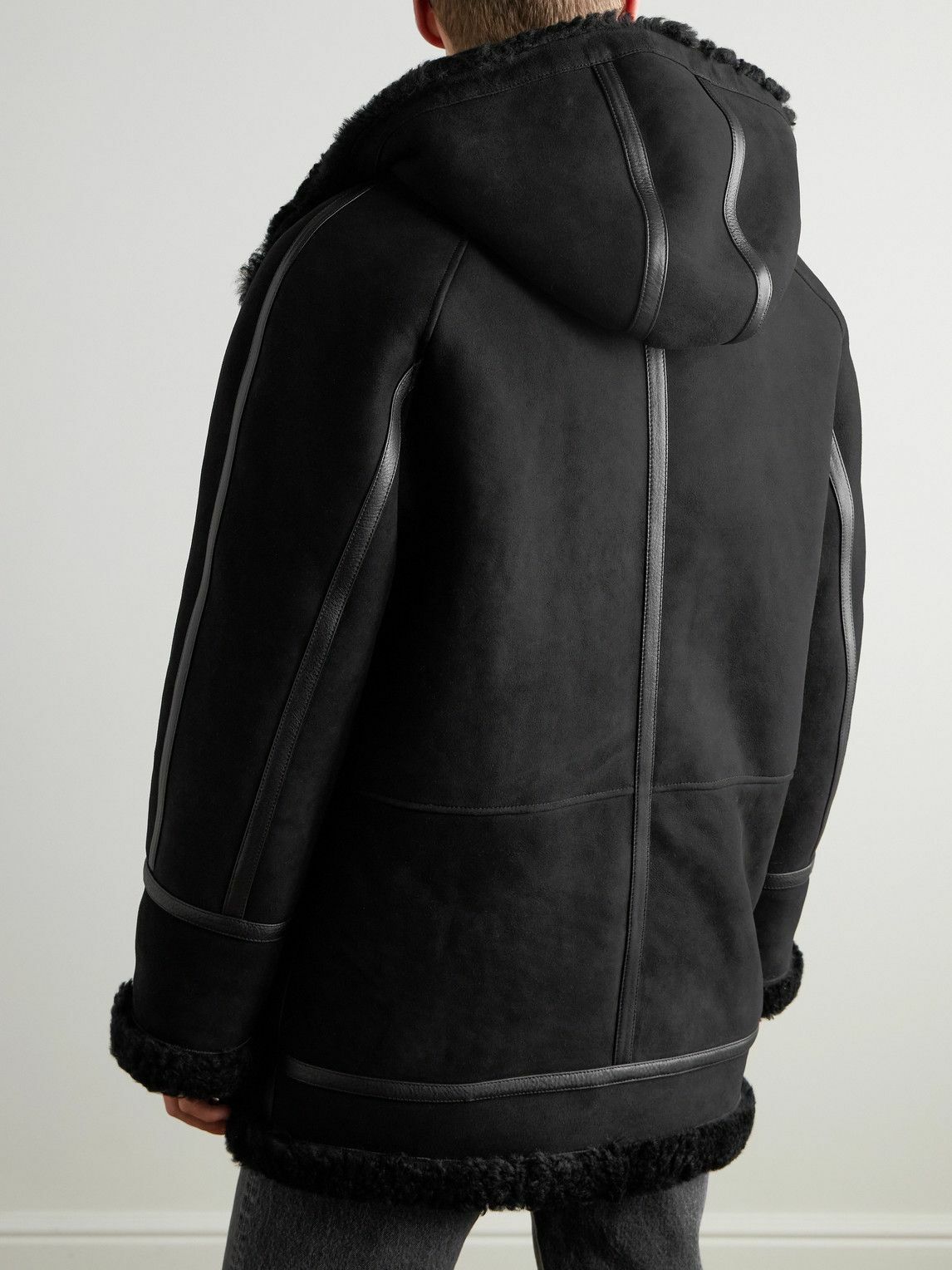 Mr P. - Oversized Shearling Duffle Coat - Black