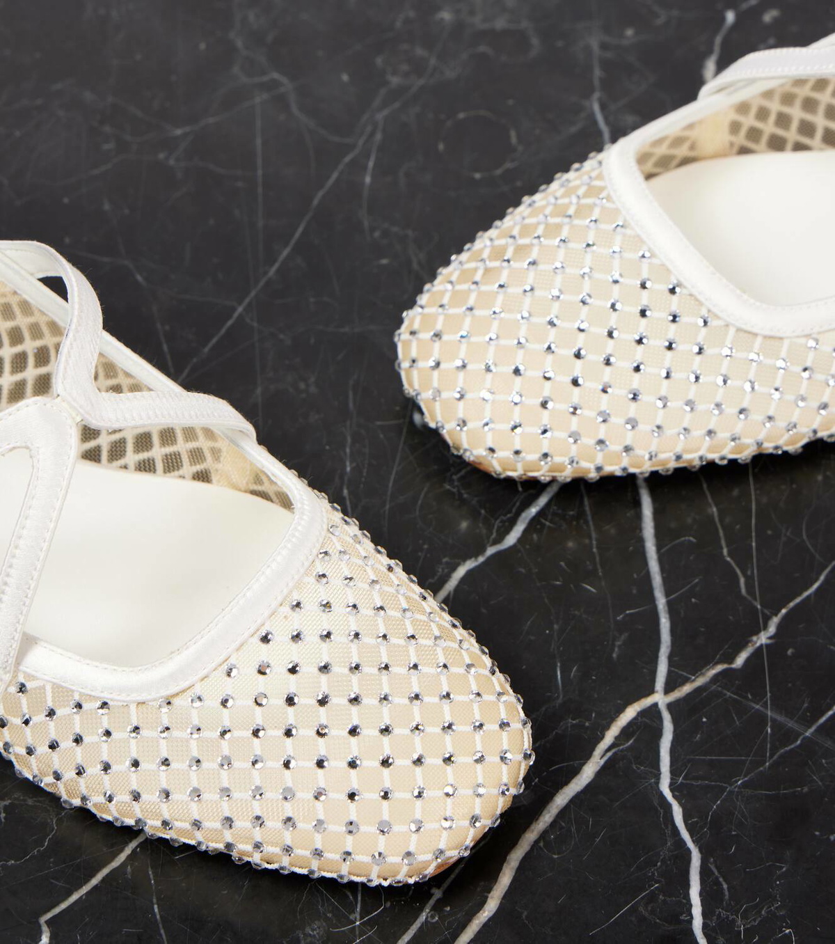 Jimmy Choo Astoria crystal-embellished mesh ballet flats