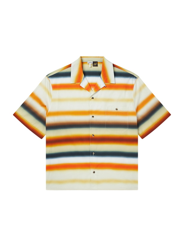 Photo: LOEWE - Paula's Ibiza Convertible-Collar Logo-Embroidered Striped Cotton-Poplin Shirt - Multi