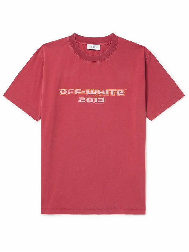 Photo: Off-White - Digit Baccus Logo-Print Cotton-Jersey T-Shirt - Red