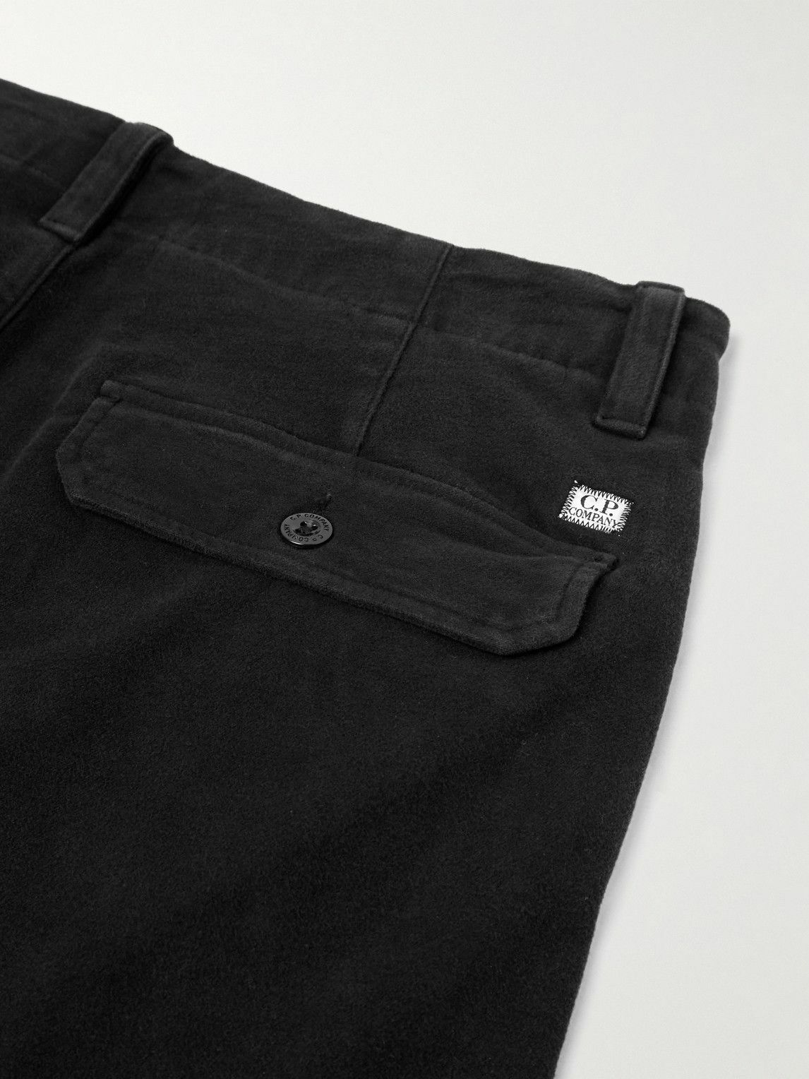 C.P. Company - Straight-Leg Stretch Cotton-Moleskin Cargo Trousers - Black