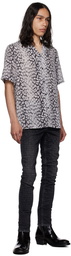 Ksubi Gray Whitenoise Leopard Resort Shirt