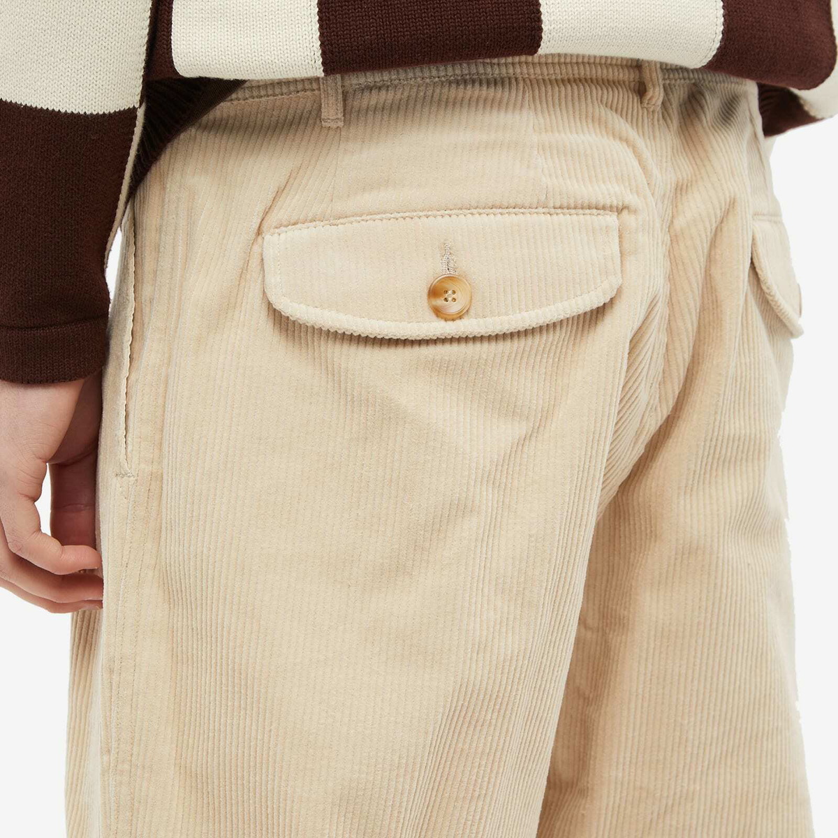 Checks Downtown Men's Pleated Corduroy Pant in Cream Checks Downtown