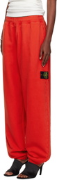 Stone Island Red 6200004 Brushed Organic Cotton Fleece Lounge Pants