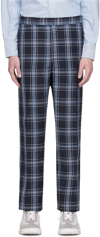 Photo: Thom Browne Navy Check Trousers