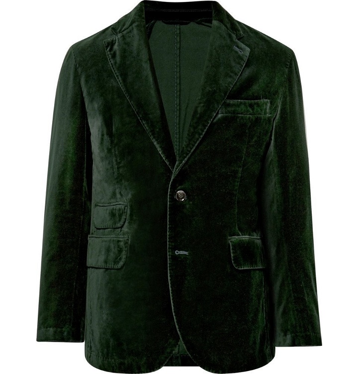 Photo: MAN 1924 - Bottle-Green Slim-Fit Unstructured Cotton-Velvet Blazer - Men - Forest green