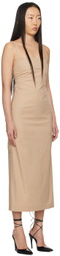 lesugiatelier Beige Square Neck Maxi Dress