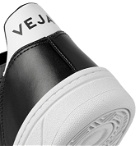 Veja - V-10 Rubber-Trimmed Leather Sneakers - Black