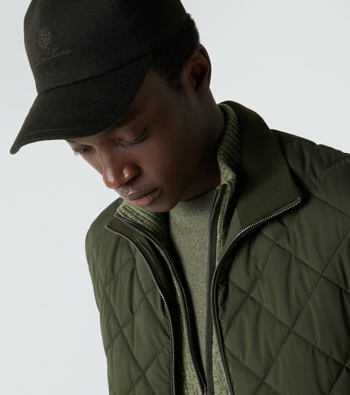 Loro Piana Logo embroidered suede baseball cap
