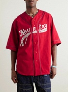 KAPITAL - Oversized Logo-Appliquéd Cotton-Jersey Baseball Shirt - Red