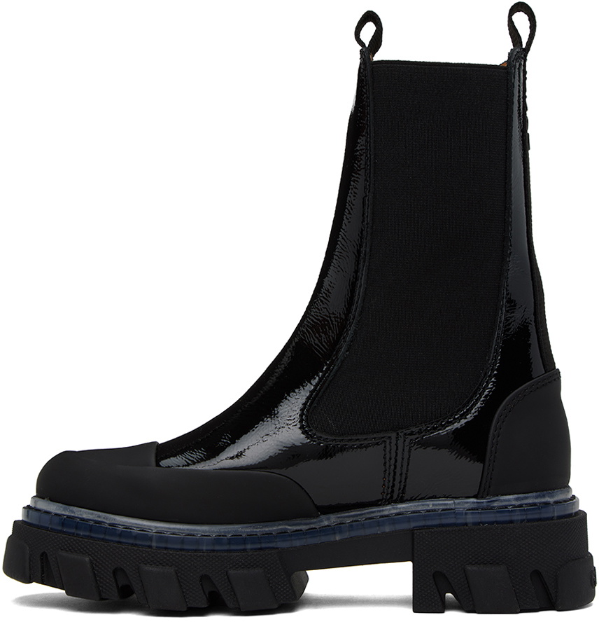 GANNI Black Cleated Chelsea Boots