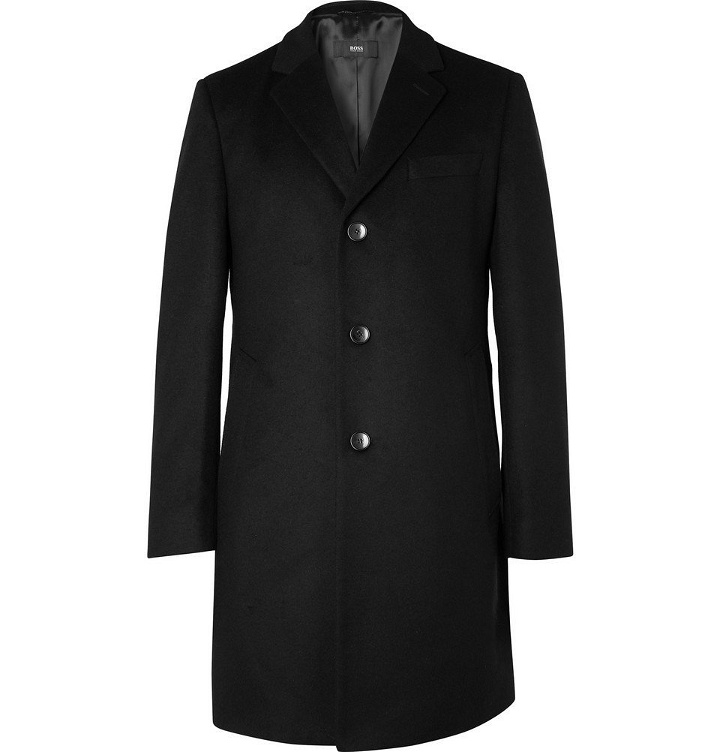 Photo: Hugo Boss - Wool and Cashmere-Blend Coat - Black