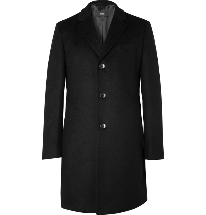 Photo: Hugo Boss - Wool and Cashmere-Blend Coat - Black