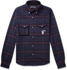 Billionaire Boys Club - Button-Down Collar Logo-Appliquéd Checked Wool-Blend Flannel Overshirt - Blue