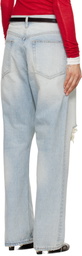 TONYWACK Blue Distressed Loose Straight Jeans