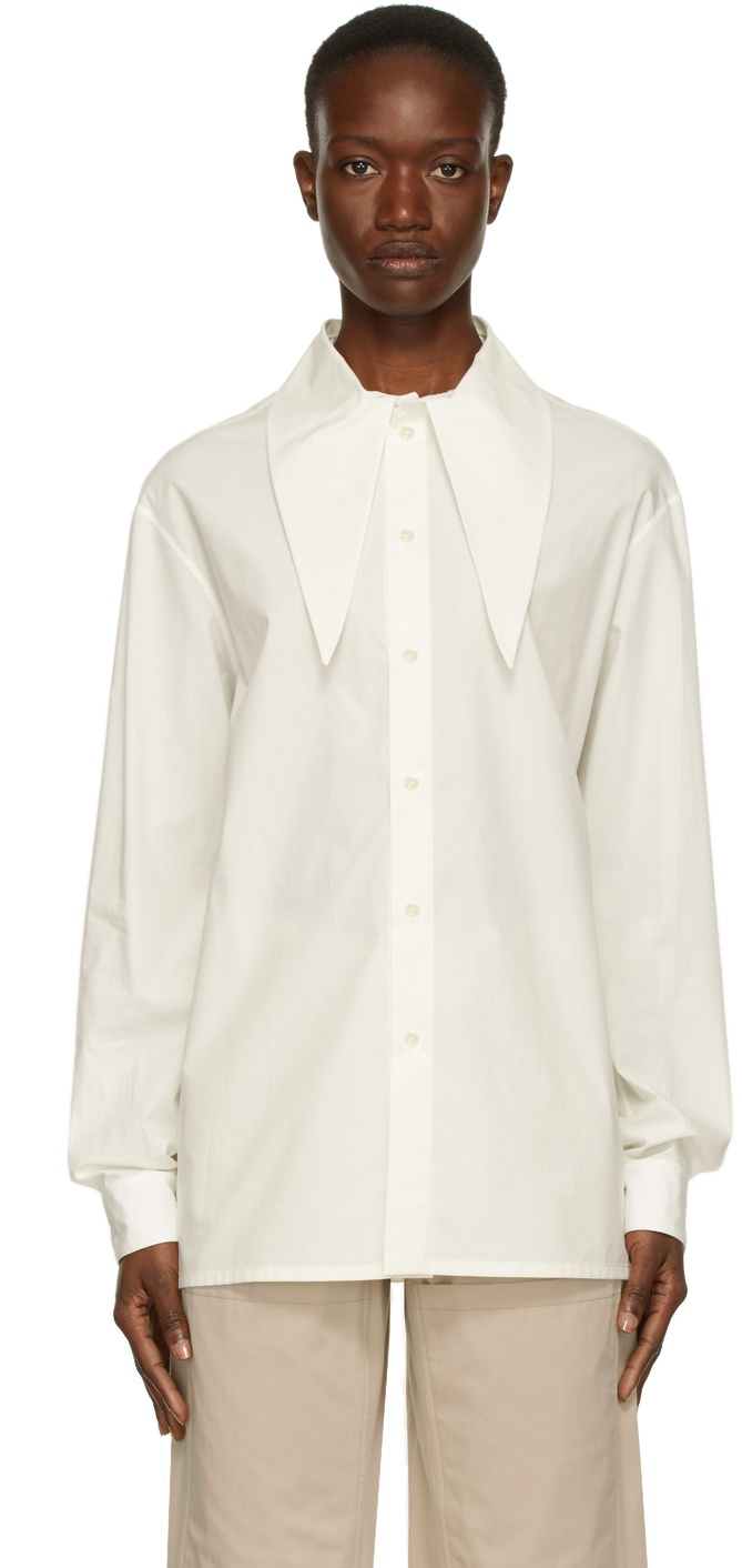 Photo: Lemaire Off-White Tie Neck Shirt