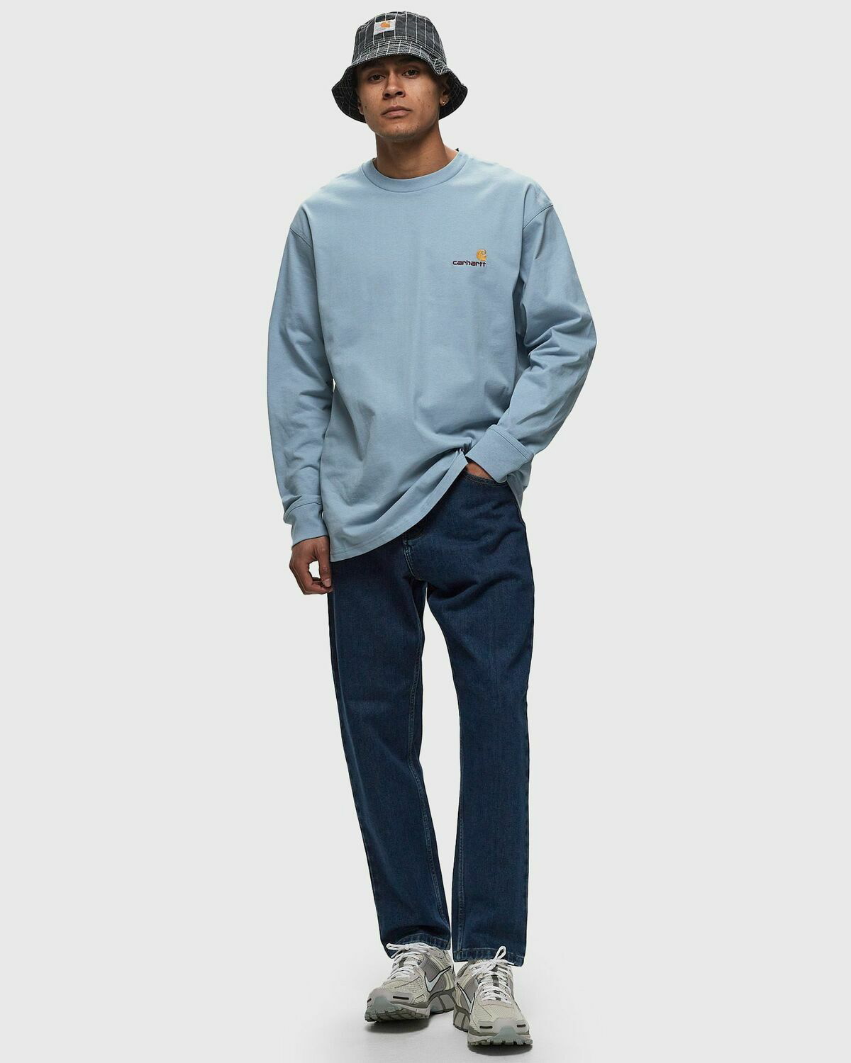 Carhartt Wip L/S American Script Tee Blue Longsleeves Carhartt Wip L/S American Script Tee Blue Longsleeves