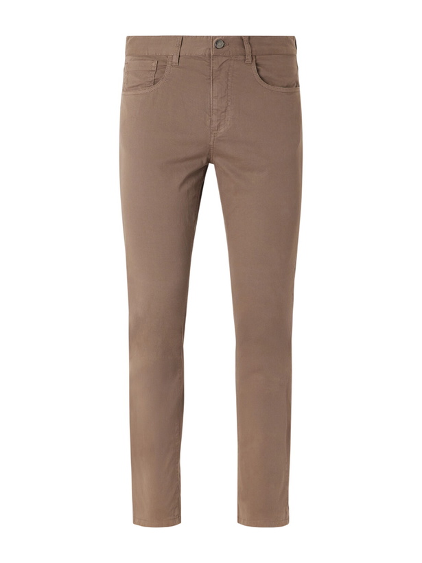 Photo: Canali - Straight-Leg Cotton-Blend Twill Trousers - Brown