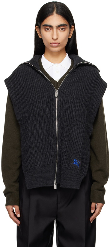 Photo: Burberry Gray Cashmere Zip Cape Vest
