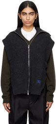 Burberry Gray Cashmere Zip Cape Vest