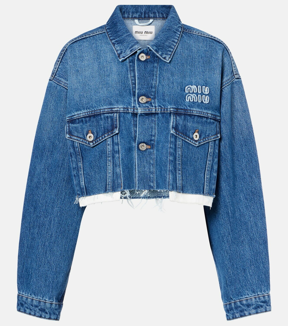 Miu Miu Cropped logo denim jacket