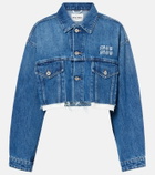 Miu Miu Cropped logo denim jacket