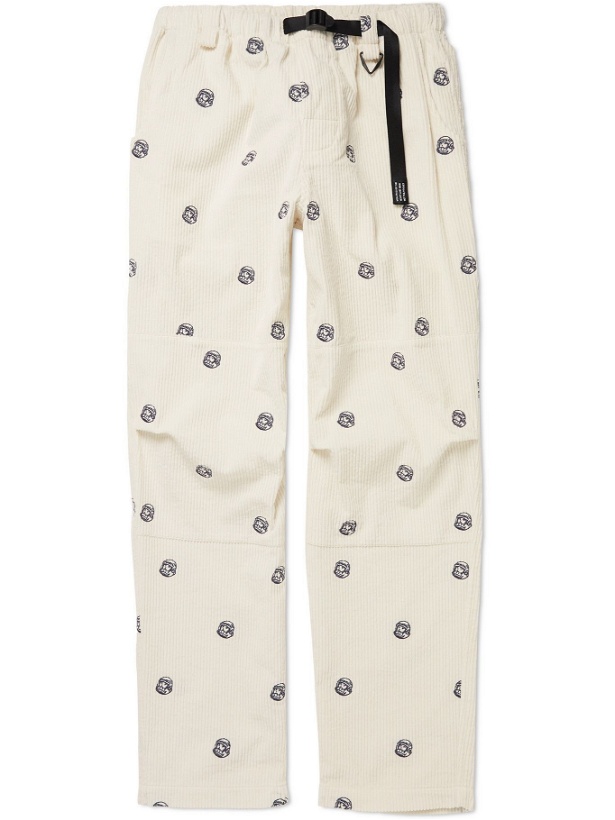 Photo: Billionaire Boys Club - Belted Logo-Embroidered Cotton-Corduroy Trousers - Neutrals