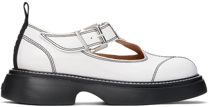 Photo: GANNI White Everyday Buckle Mary Jane Loafers