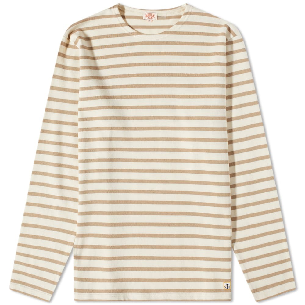 Armor-Lux Men's Long Sleeve Classic Stripe T-Shirt in Natural/Mouflon ...