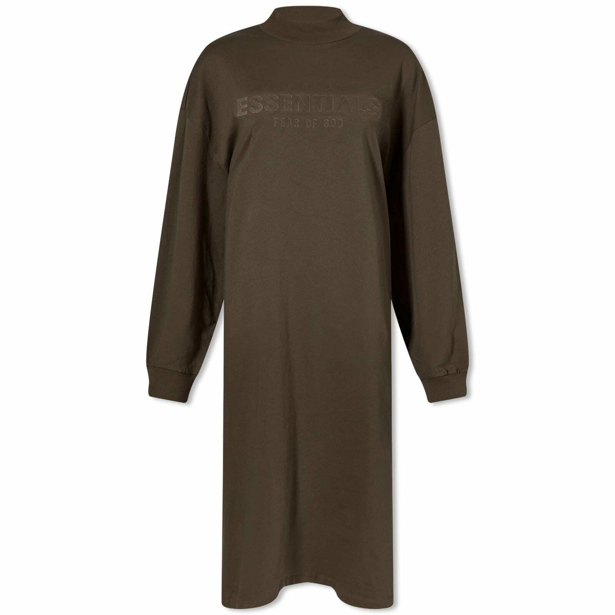 Fear of God ESSENTIALS Women's Long Sleeve Logo Dress in Off Black Fear Of God Essentials Fear of God ESSENTIALS Women's Long Sleeve Logo Dress in Off Black Fear Of God Essentials